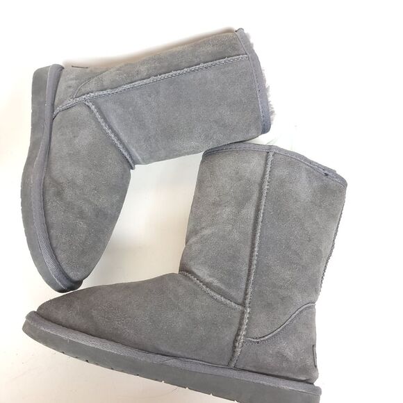 Minnetonka Women’s Olympia Boots Gray Suede Sheepskin Wool Lined Winter Size 7 - Picture 3 of 12